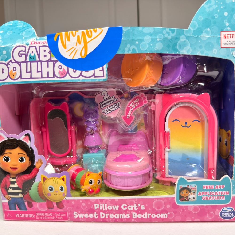 Gabby's Dollhouse Pillow Cat's Sweet Dreams Bedroom Playset 9pc Spin Master NEW